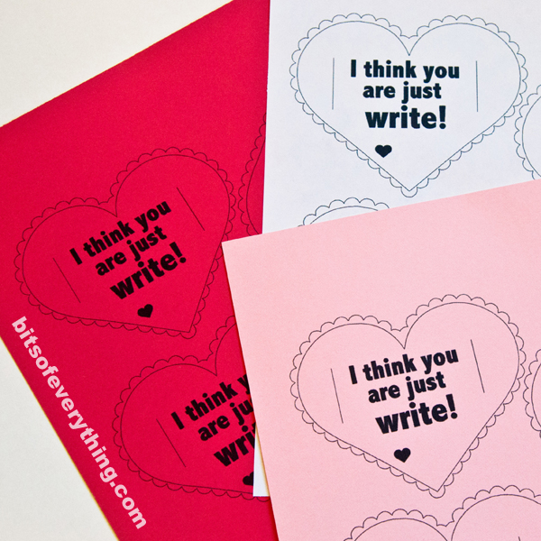 Just Write Printable Valentine Bits Of Everything